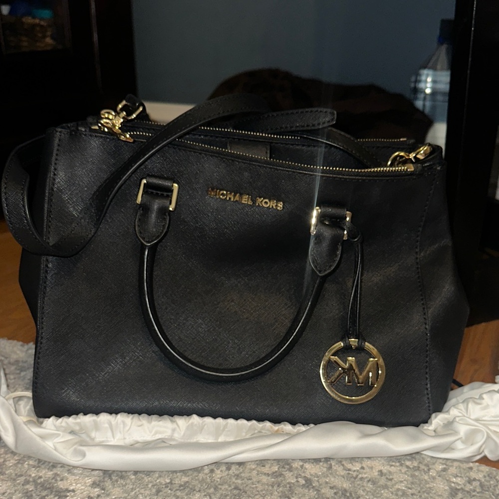 Michael Kors Black Satchel with Gold Accents